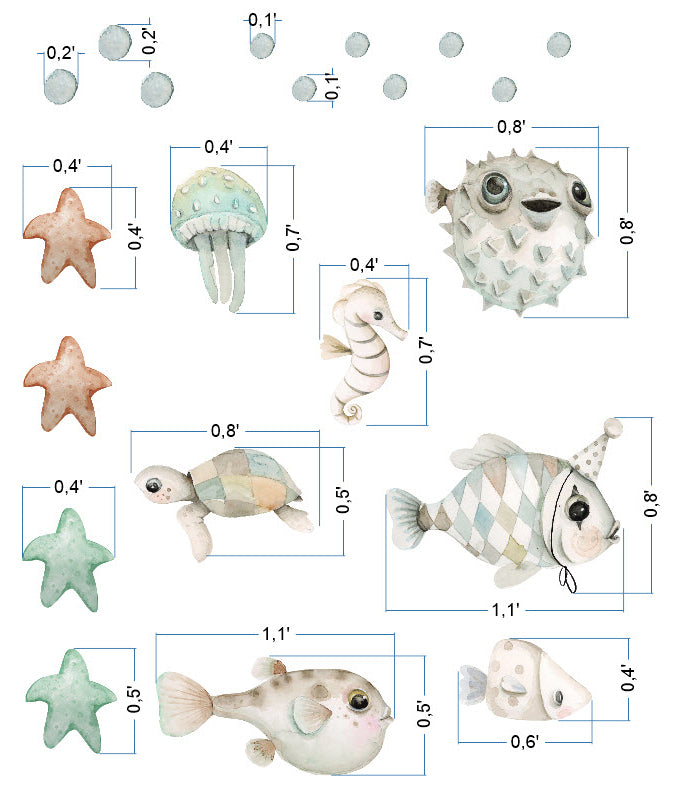 MARINE FISH - Children's Sticker Set