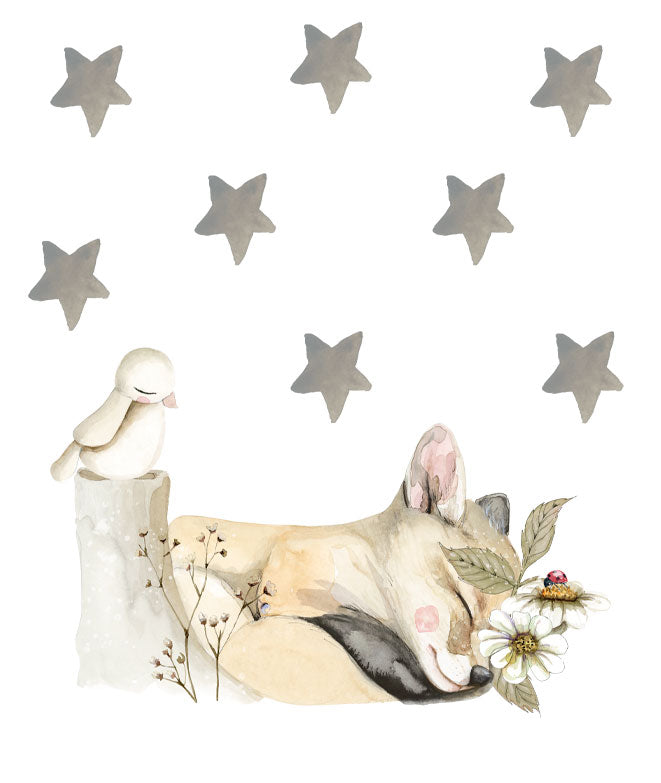 SLEEPING FOX Children's sticker