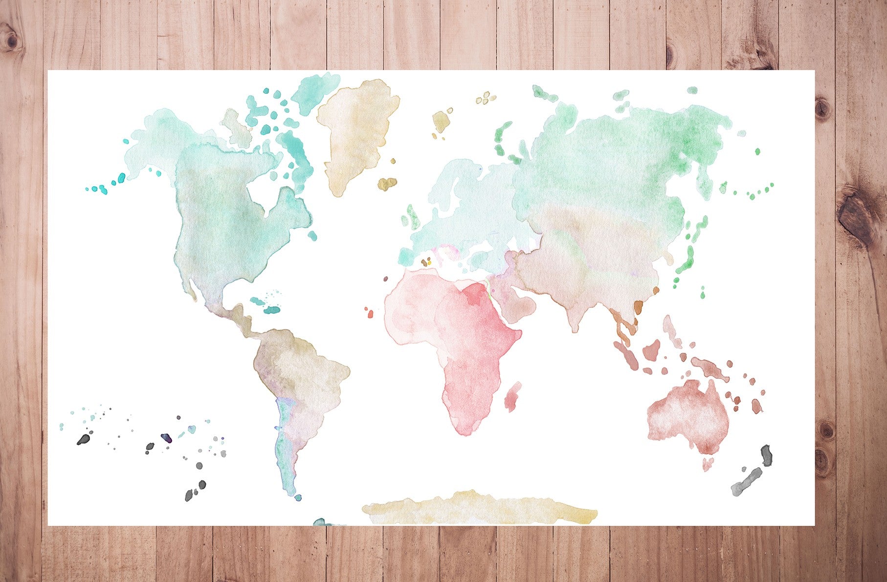 WORLD MAP COLORS PASTEL Rug