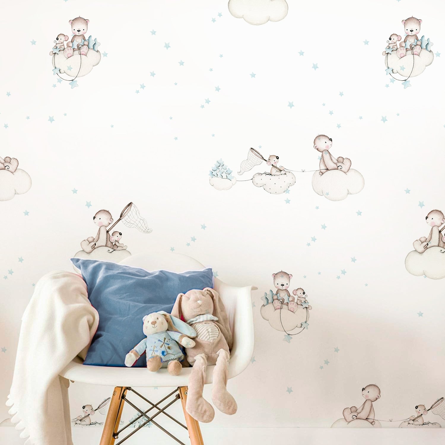SEEKING STARS BLUE Children's wallpaper