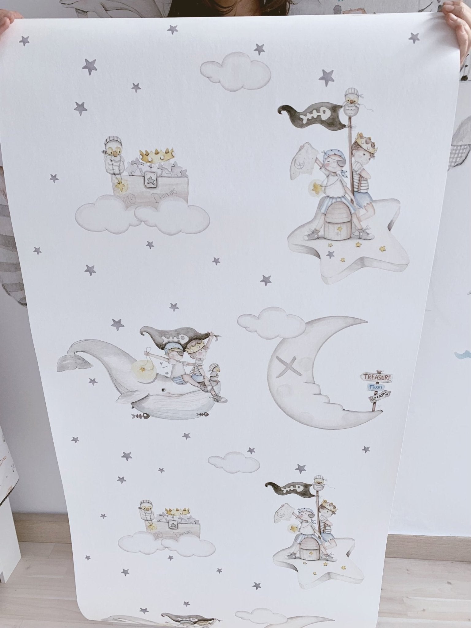 PIRATES IN SEARCH OF TREASURE Children's wallpaper