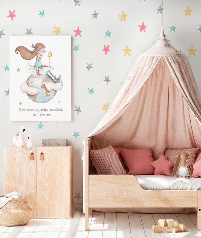 SUPER GIRL STARS Children's Wallpaper