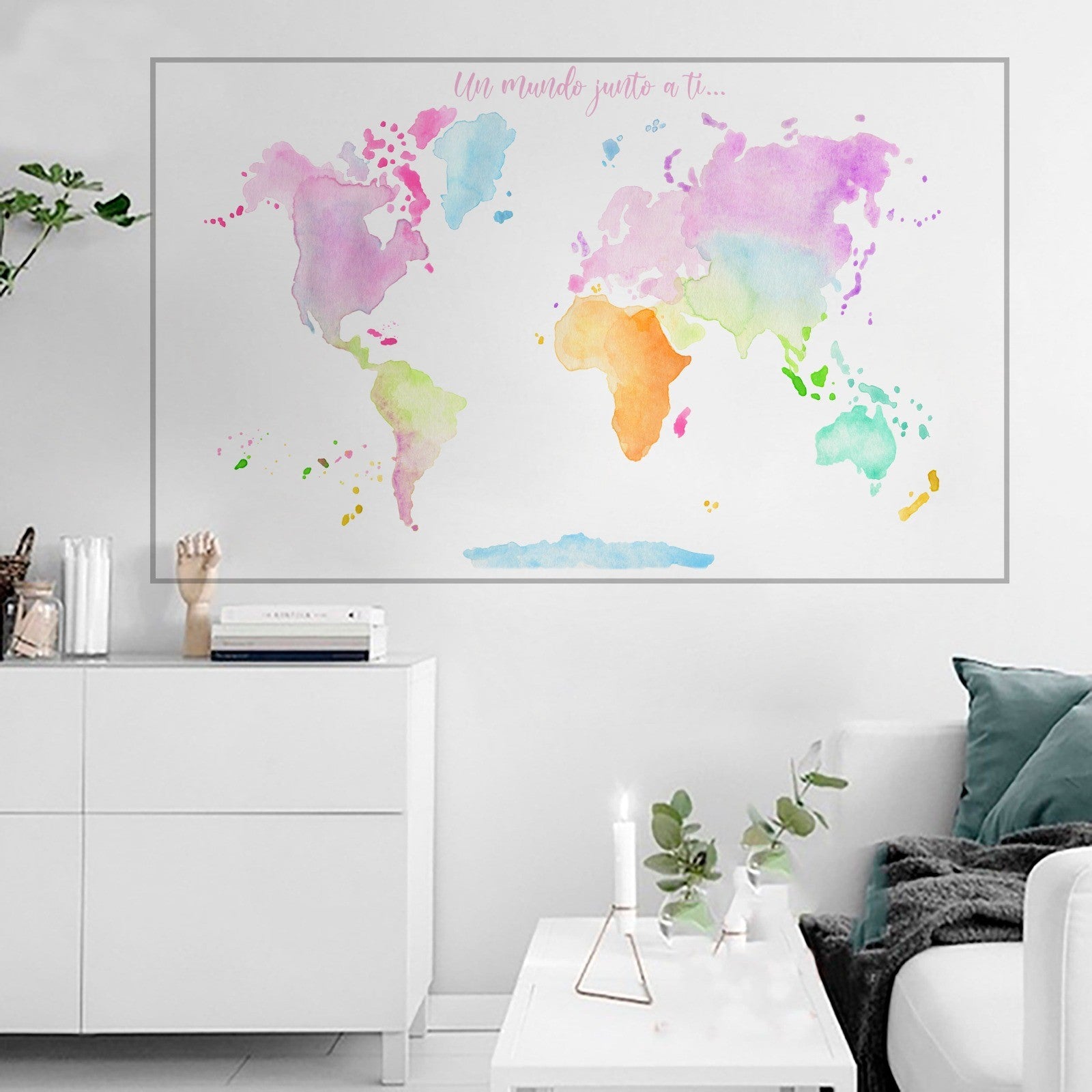 WORLD MAP COLORS Adhesive poster