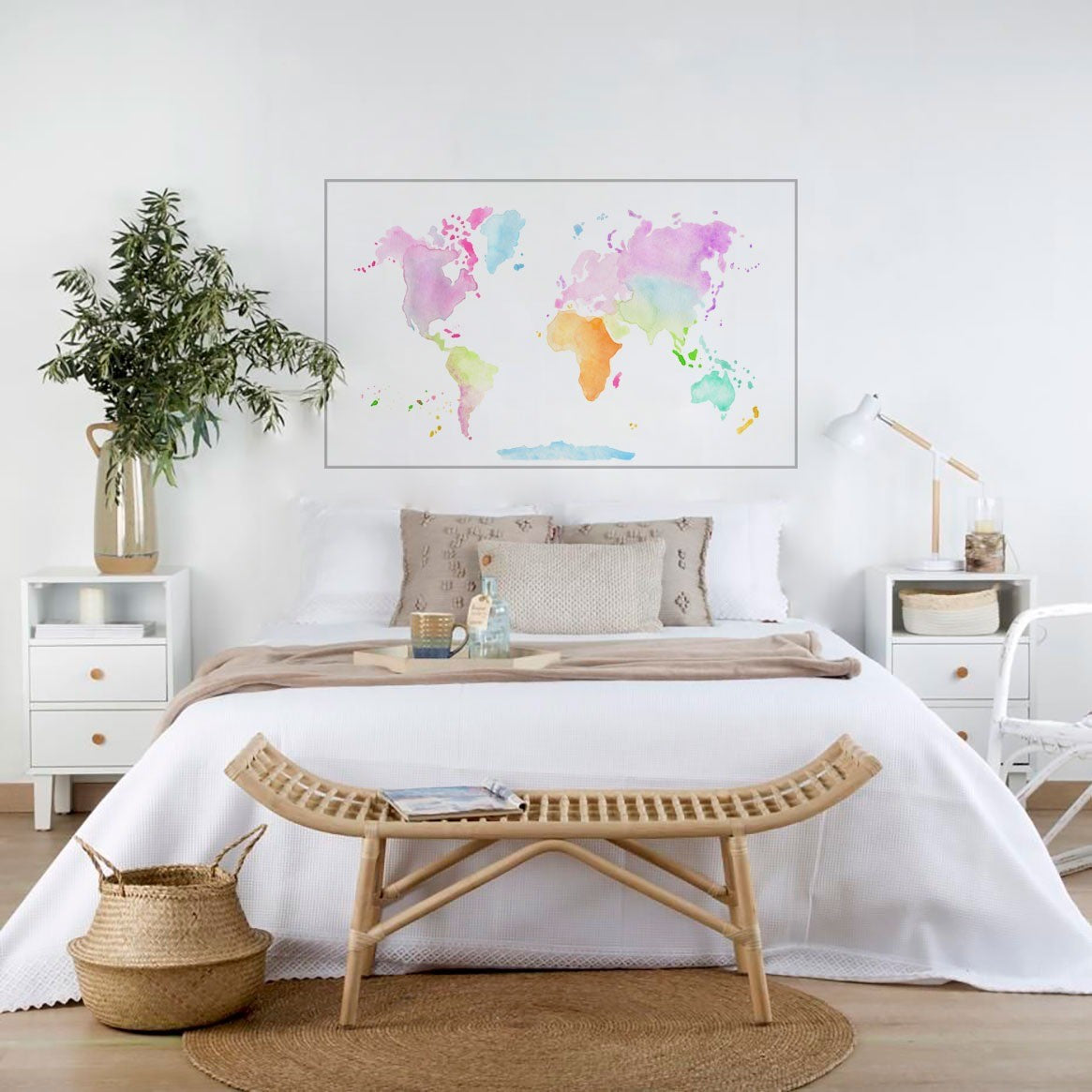 WORLD MAP COLORS Adhesive poster