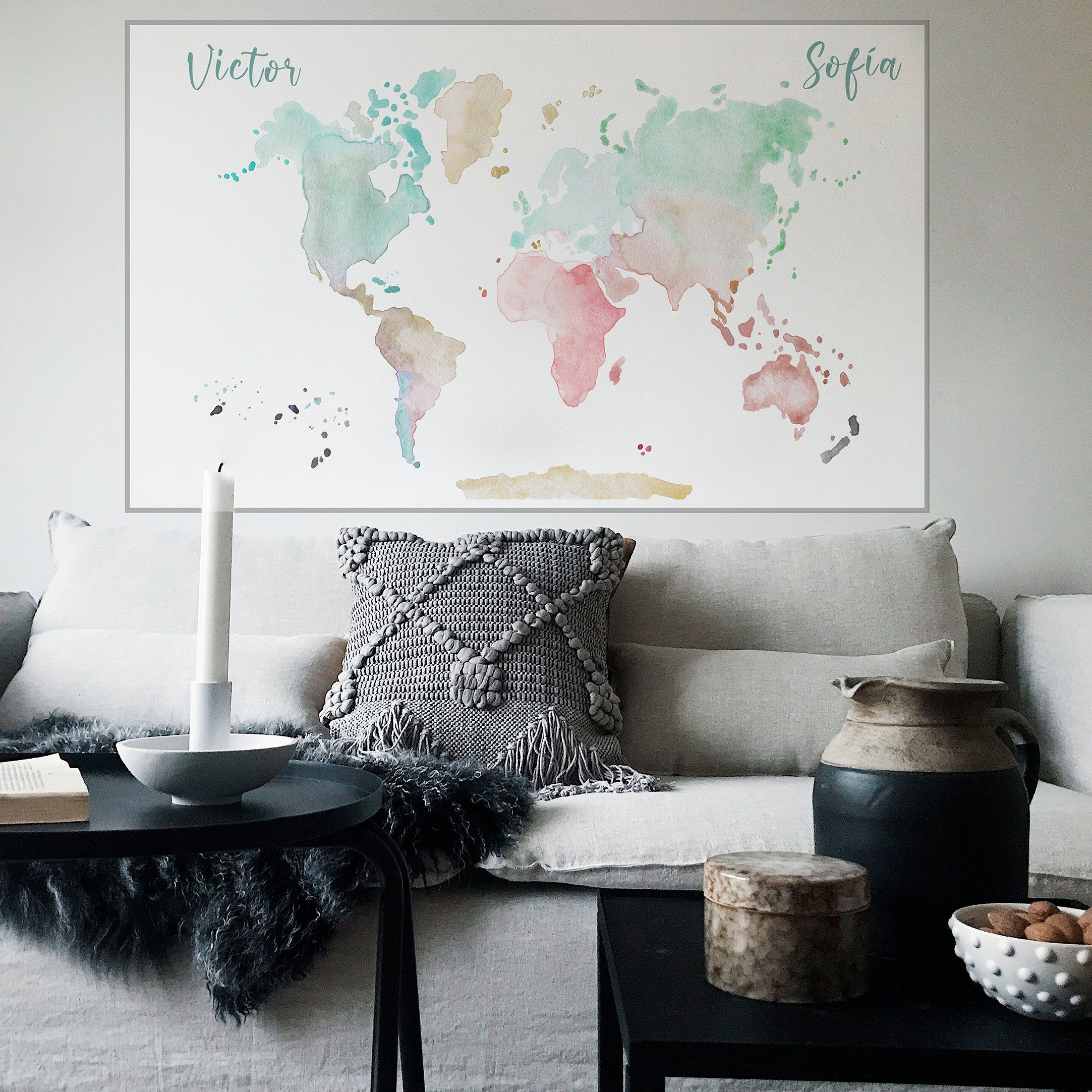 World Map colors Adhesive poster