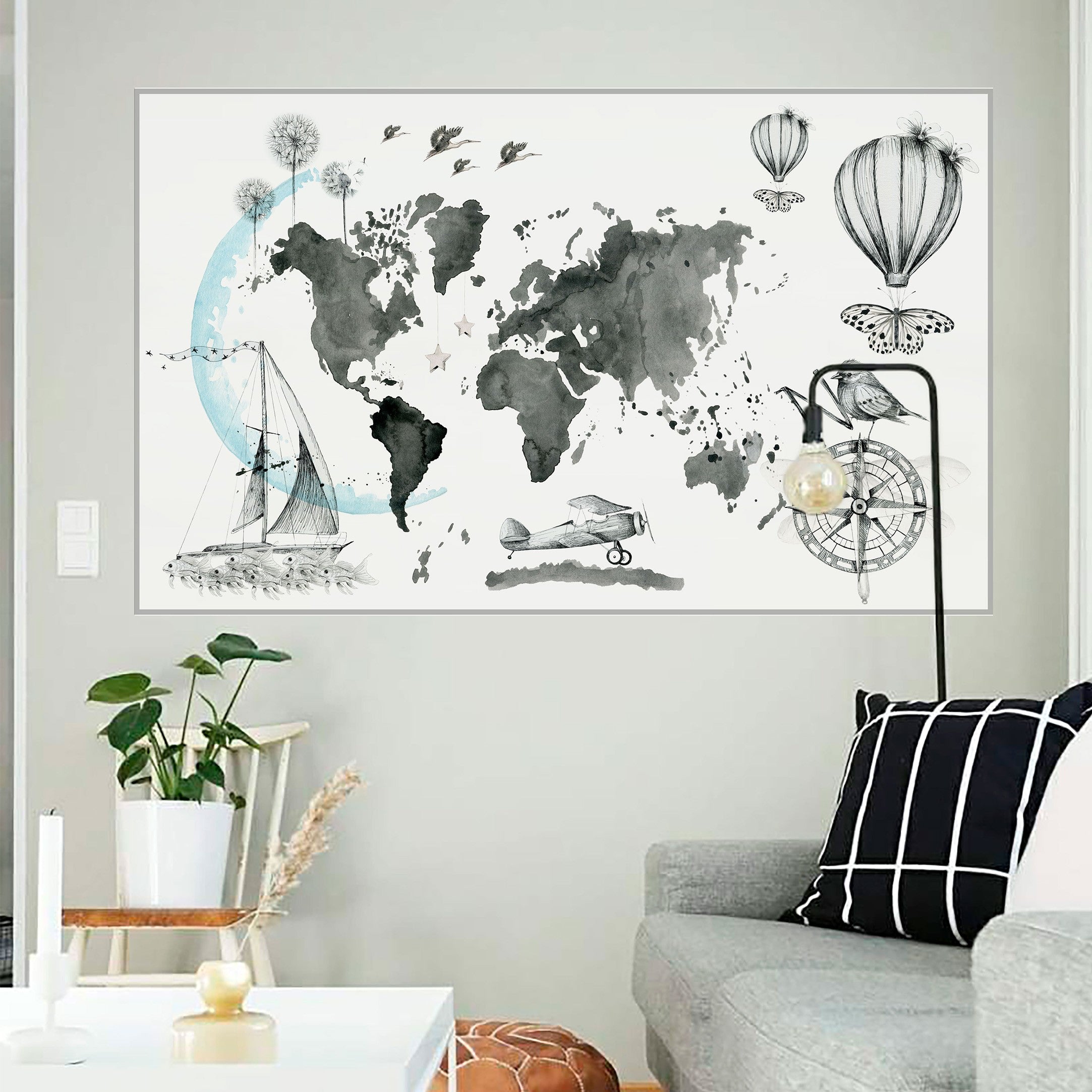 WORLD MAP IMAGINE Adhesive poster